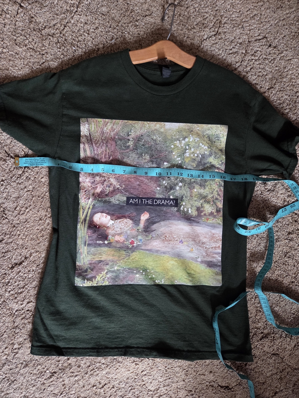 Gildan Dark Green Forest Print Graphic Tee with 'Am I The Drama?' - Picture 3 of 6